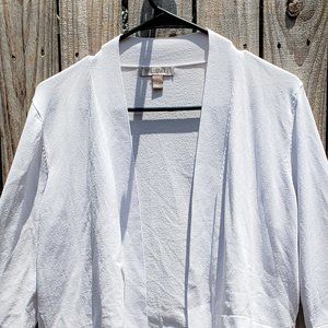 Roz&Ali 3/4" sleeve white short cardigan (L) (#91)